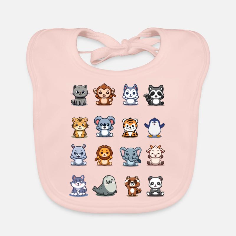 Animaux mignons Chibi.Chaton et amis Bavoir bio Bébé