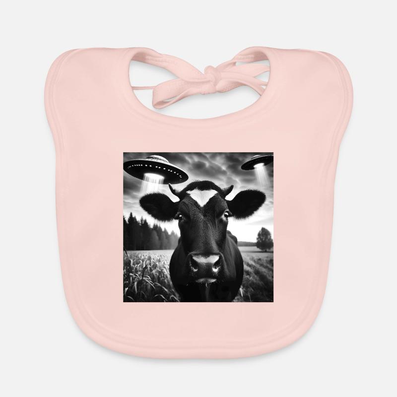 Cow cattle heifer Funny Graphic Selfie with UFO We Organic Baby Bibs