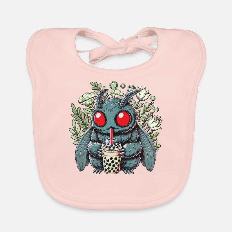 Funny Mothman with Bubble Tea Baby Bio-Lätzchen
