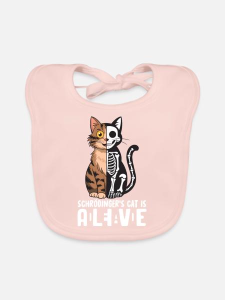 Le chat de Schrödinger mort et vif - Bavoir bio Bébé - rose - Devant