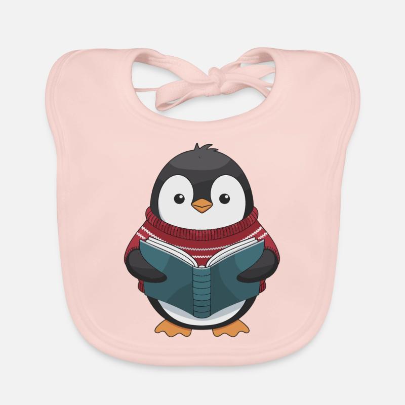 Pingouin douillet avec motif de livre Bavoir bio Bébé