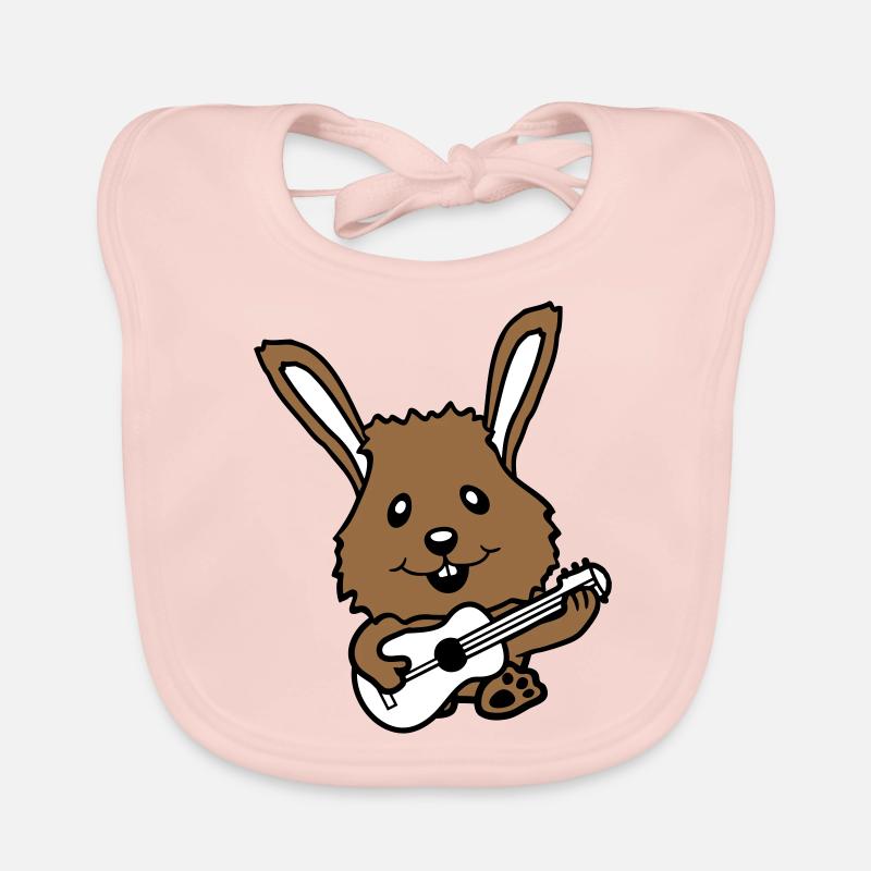 Bunny Playing Guitar Music Fun Hobby Instrument Organic Baby Bibs