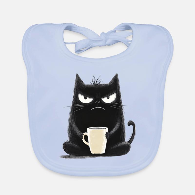 Chat avec du café - Style dessin animé Bavoir bio Bébé