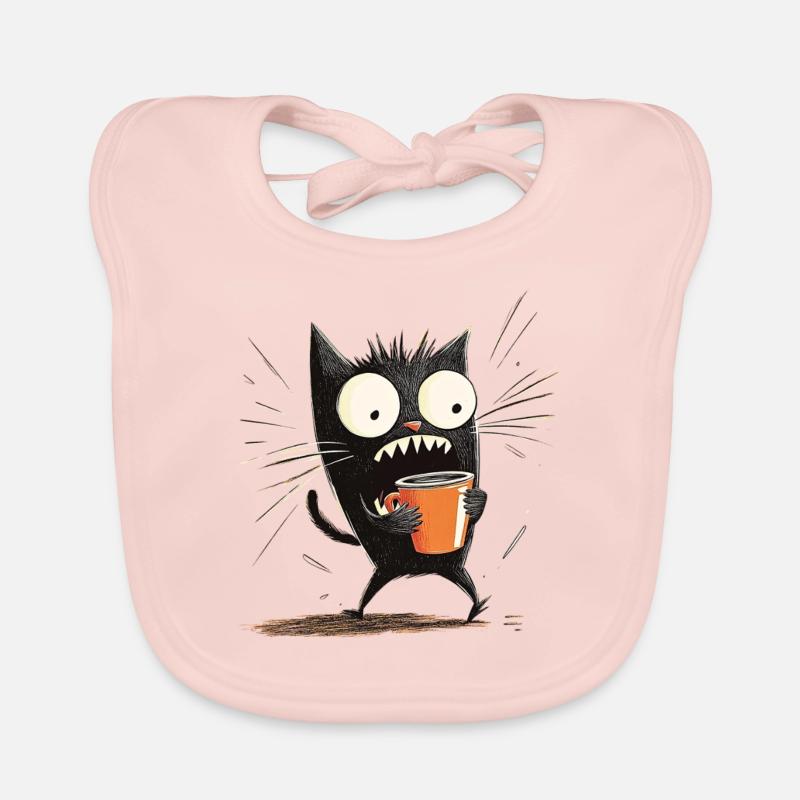 Chat choqué avec du café - Style dessin animé Bavoir bio Bébé