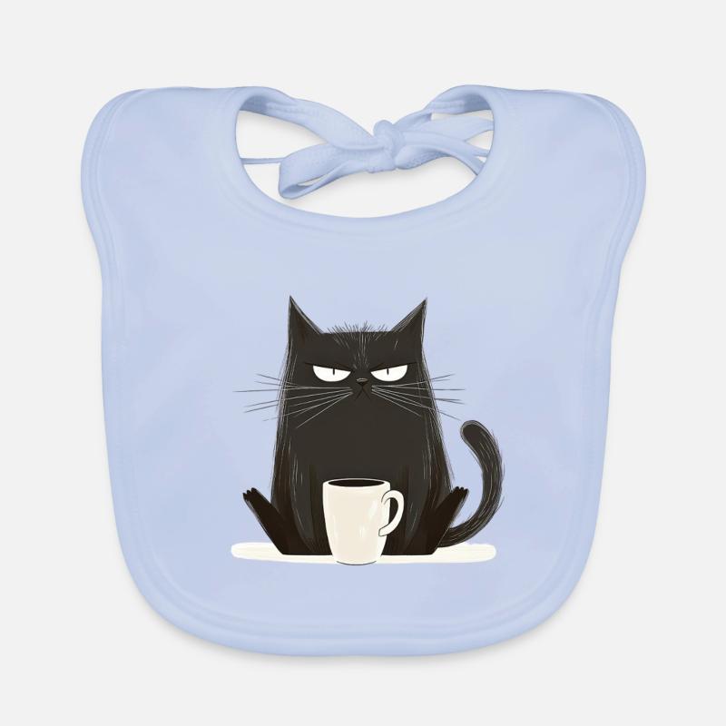 Chat avec du café - Style dessin animé Bavoir bio Bébé