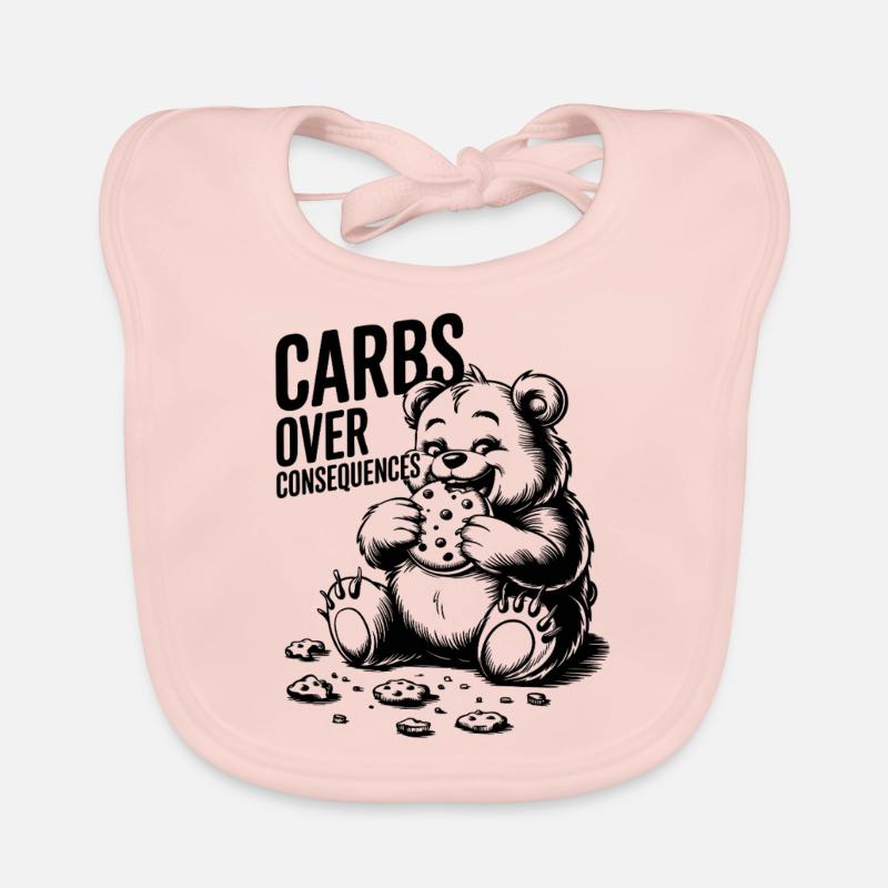 Carbs Over Consequences Bear Illustration Organic Baby Bibs
