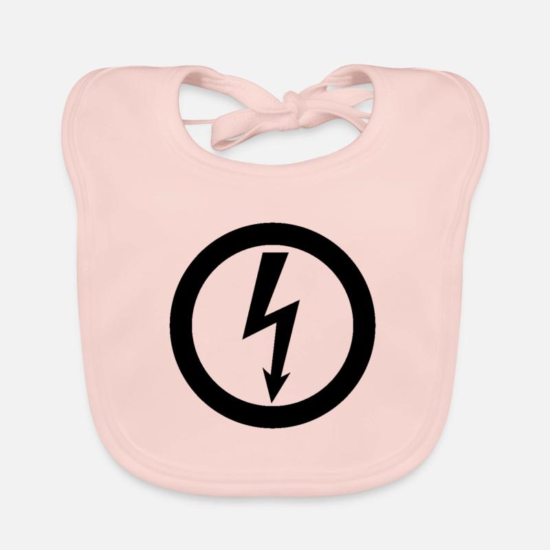 Elektrikerblitz Elektriker Bauarbeiter Techno - Baby Bio-Lätzchen - Rose