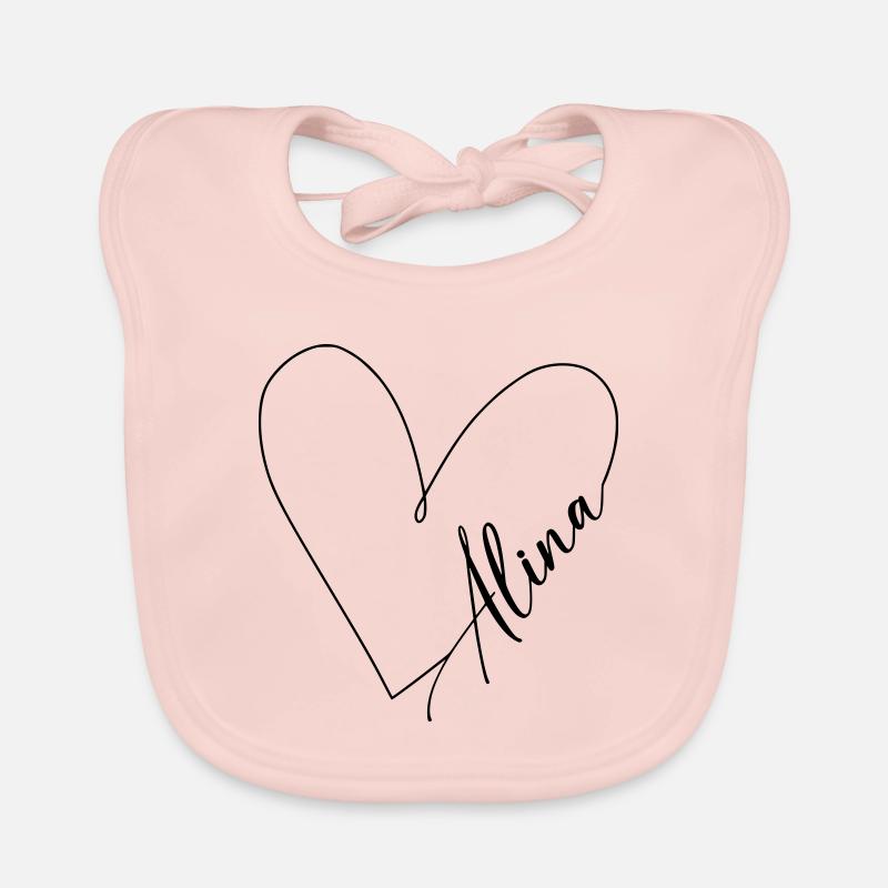 Alina Name Heart Line Organic Baby Bibs