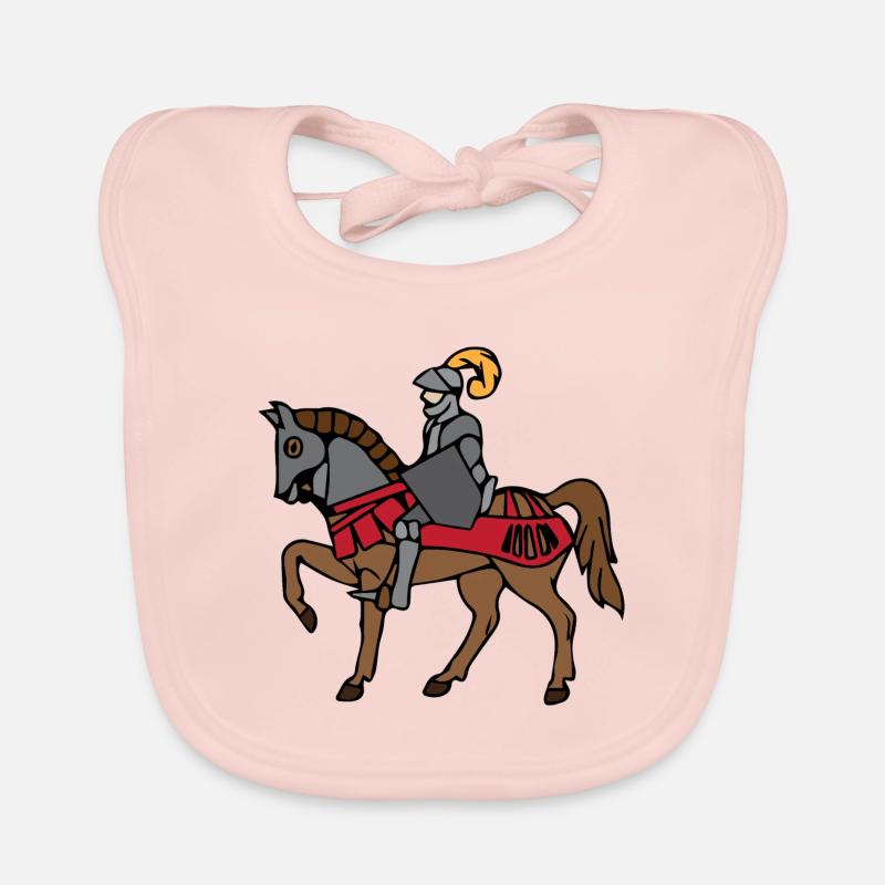 Ritter mit Pferd 3 622 - Baby Bio-Lätzchen - Rose