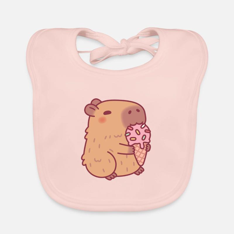 Capybara mignon mangeant de la glace Bavoir bio Bébé