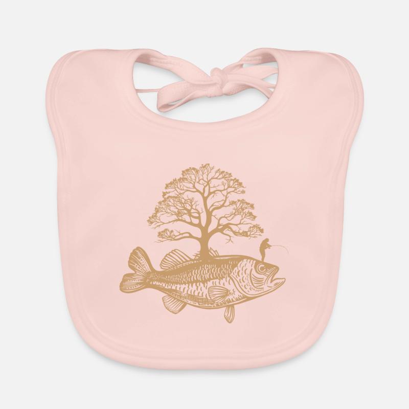 Fisch wächst Baum – Angler Design - Baby Bio-Lätzchen - Rose