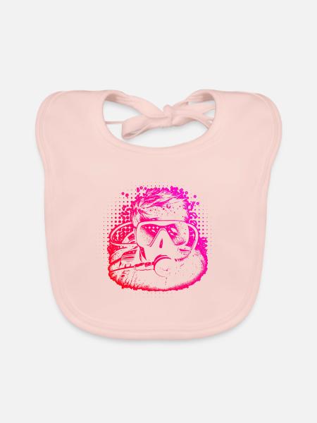 Free Dive Scuba Tauchen Herren Scuba Diver - Baby Bio-Lätzchen - Rose - Vorne