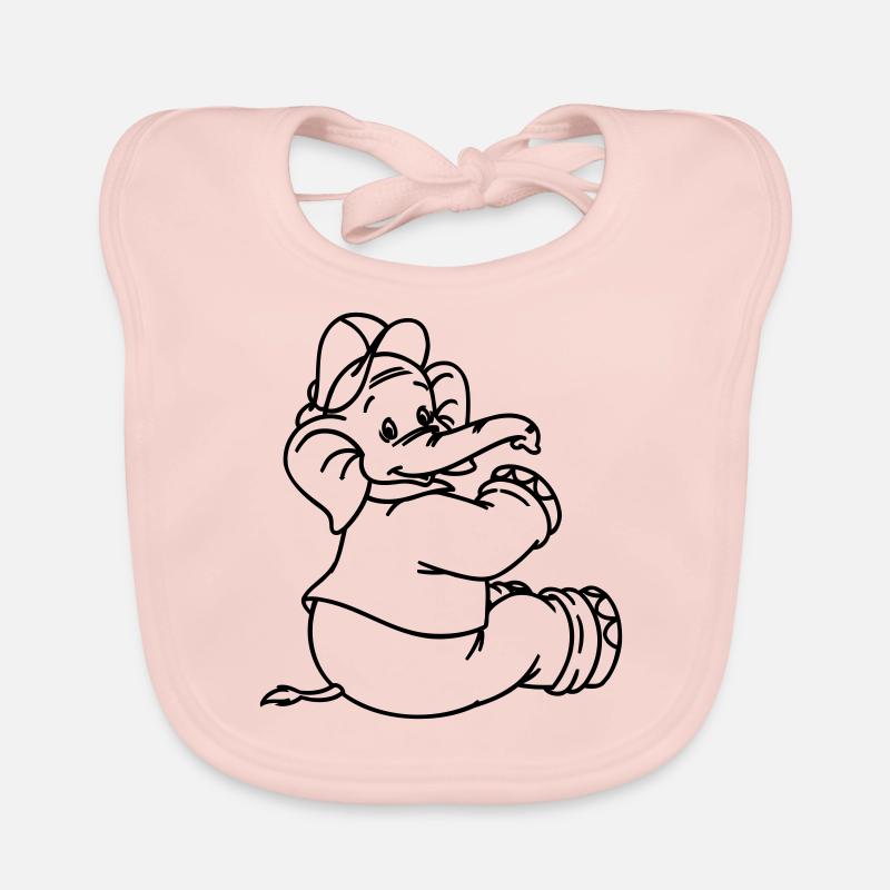 Benjamin Blümchen sitzt Line-Art Baby Bio-Lätzchen