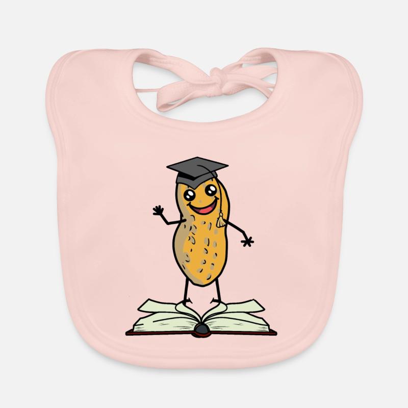Peanut scholar student learn book teacher nut Organic Baby Bibs