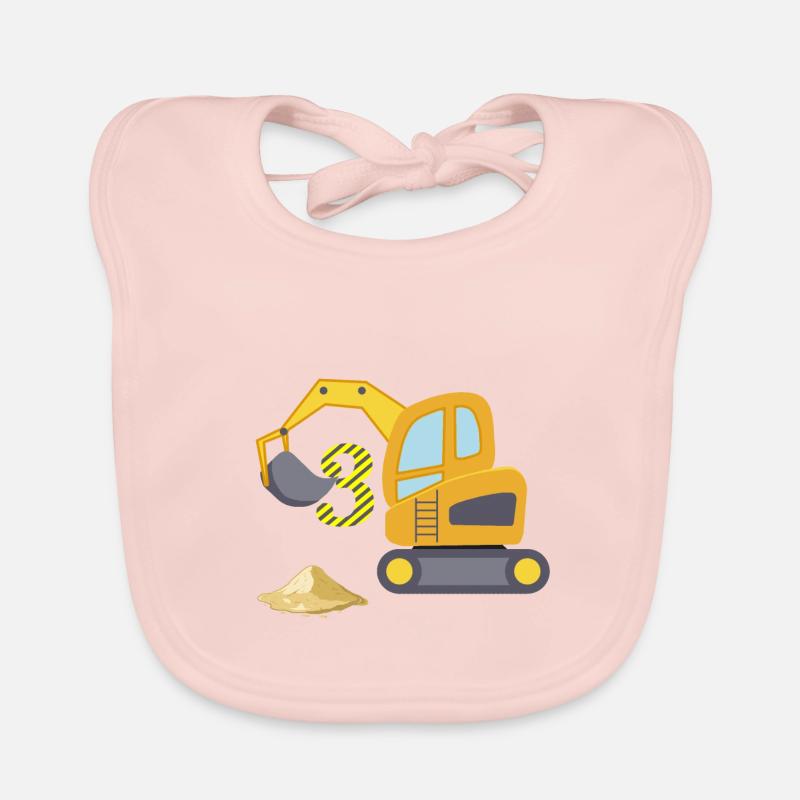 Third birthday excavator Organic Baby Bibs