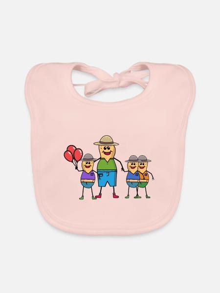 Cacahuète Papa Père Enfants Parent célibataire - Bavoir bio Bébé - rose - Devant
