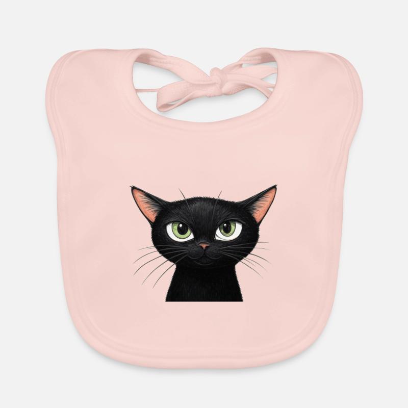 Schwarze Katze - Baby Bio-Lätzchen - Rose
