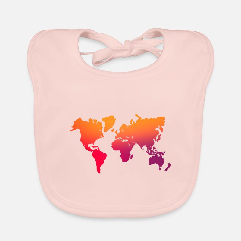 orange - red world map Organic Baby Bibs