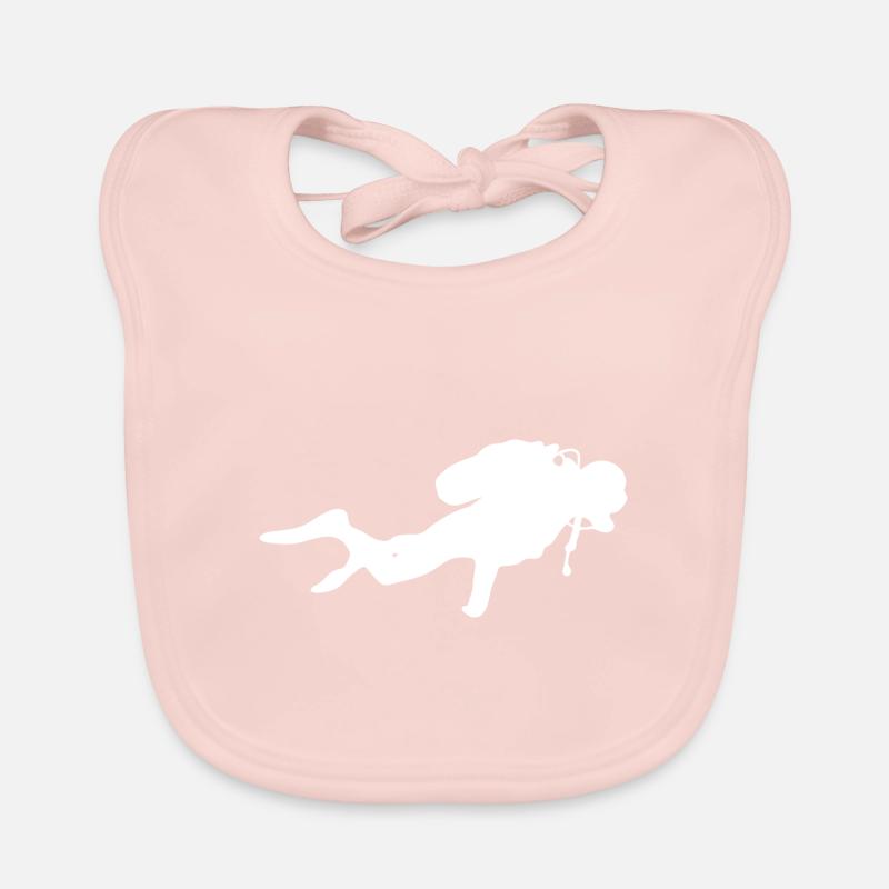 Diver Diver Diving Silhouette Lunettes de plongée - Bavoir bio Bébé - rose