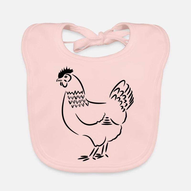 poule de poulet - Bavoir bio Bébé - rose