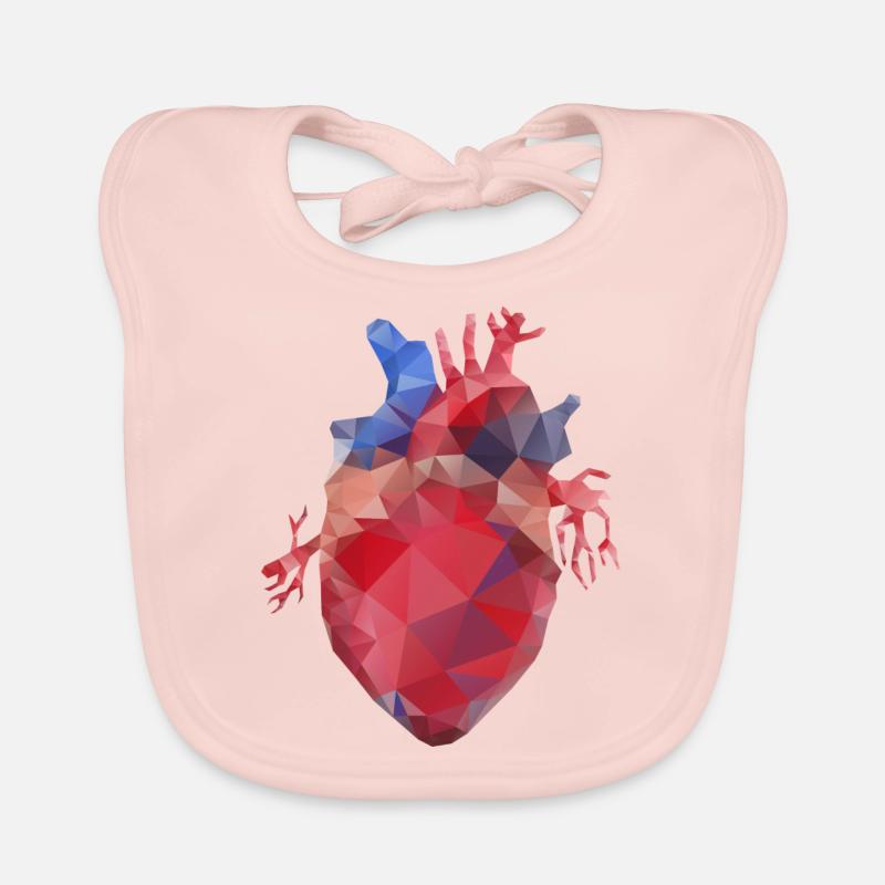 Coeur bas poly Bavoir bio Bébé