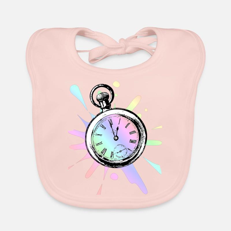 Uhr - farbenfroh / Geschenkidee Baby Bio-Lätzchen