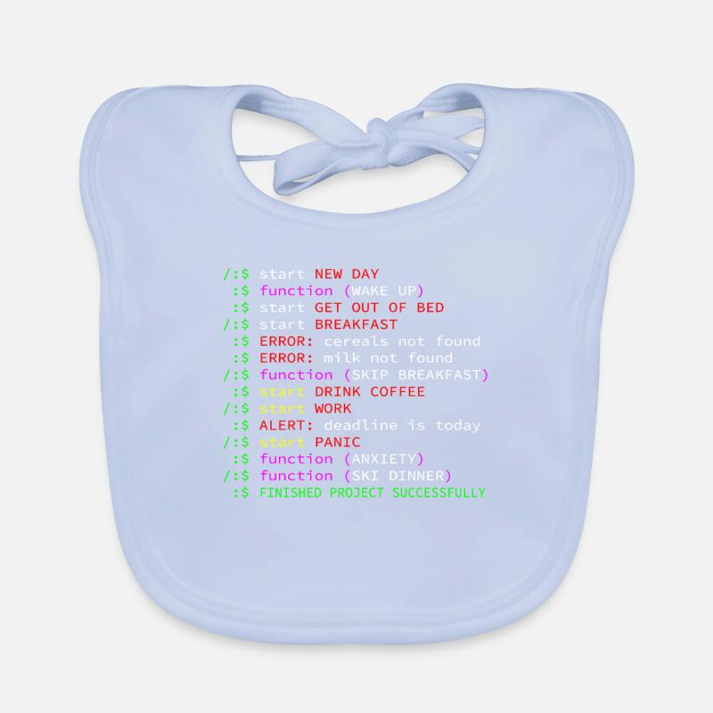 Programmierer Kaffee Tagesrhythmus lustig Geschenk Baby Bio-Lätzchen