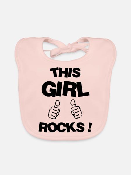Woman Frau Femme Girl Fille Mädchen Wife - Organic Baby Bibs - rose - Front