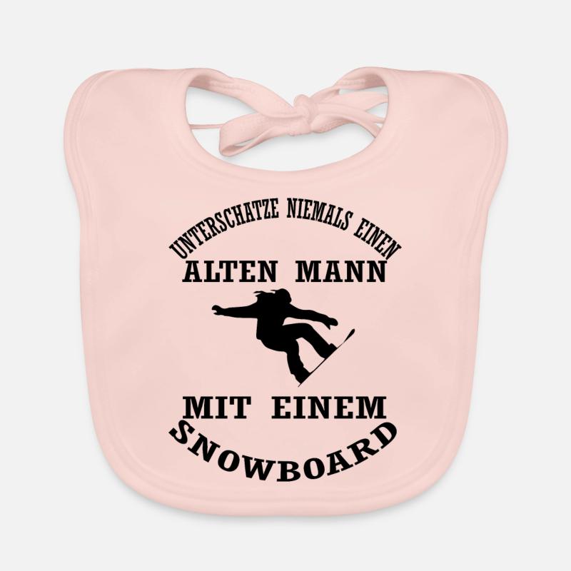 Snowboard Snowboarder - Baby Bio-Lätzchen - Rose