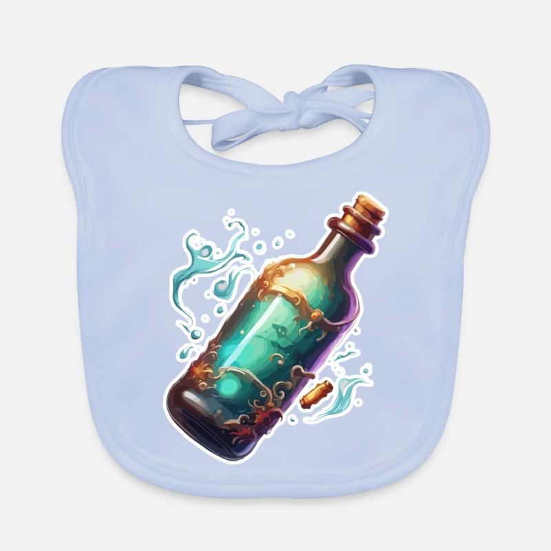Magic Bottle / Cork / Water / Comic Organic Baby Bibs