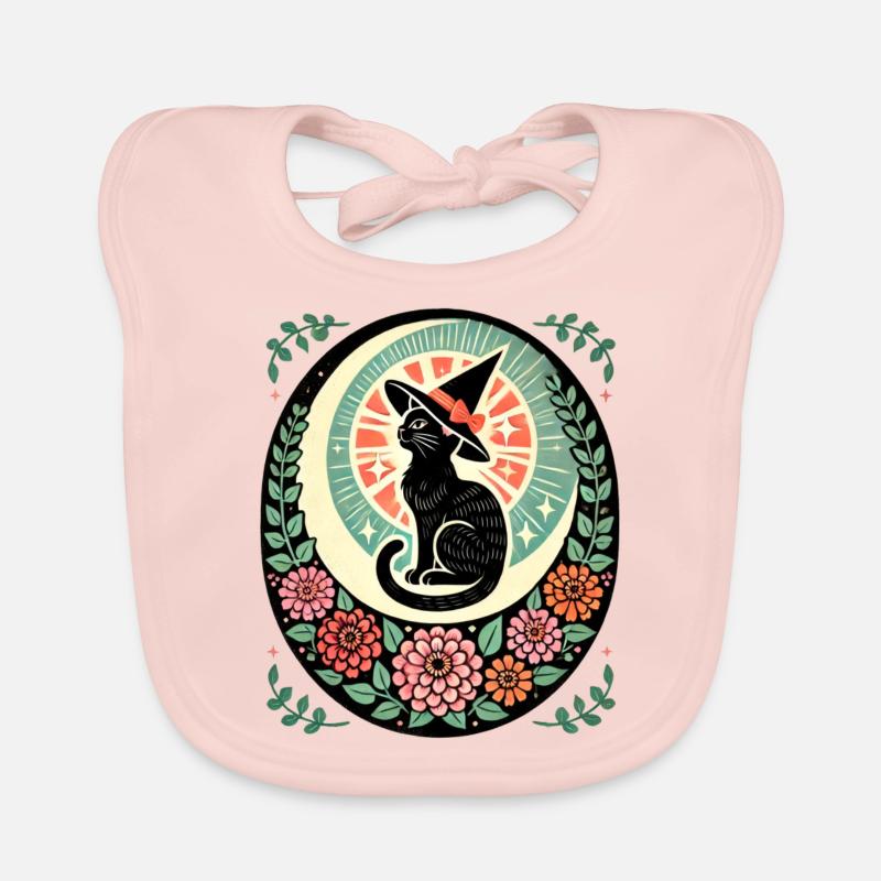 Sorcière Chat Noir Vintage Bavoir bio Bébé