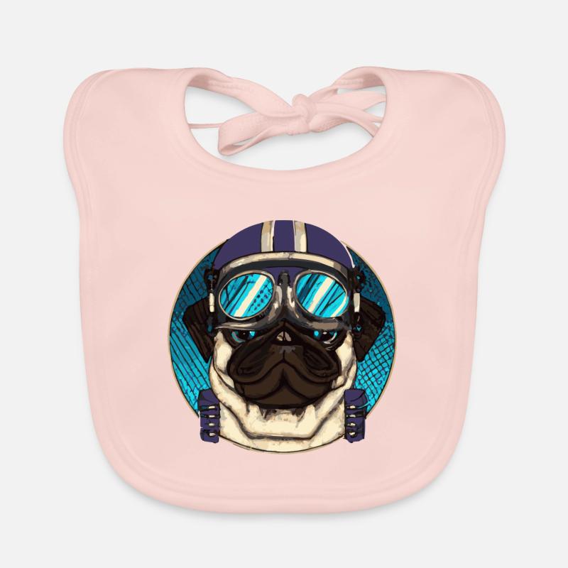 Retro-Mops-Pilot Hund Puppy Baby Bio-Lätzchen