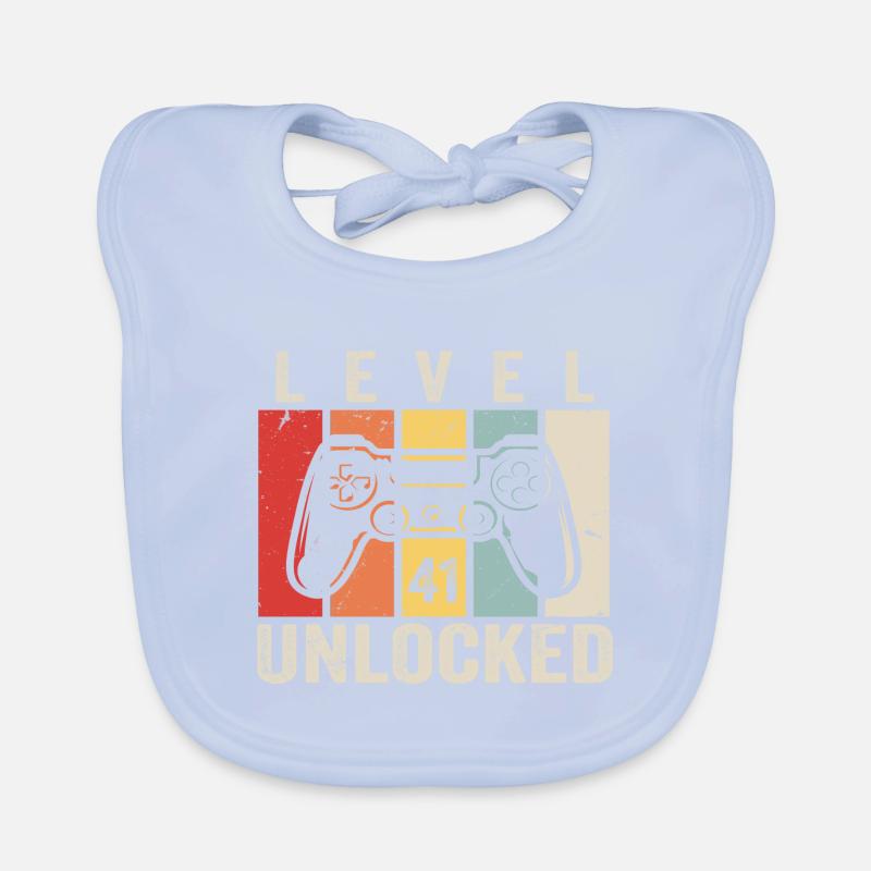 Level 41 Unlocked 41 Year Old Birthday Gift Organic Baby Bibs