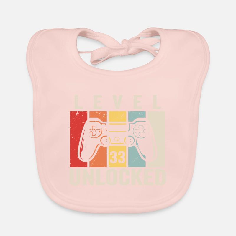 Level 33 Unlocked 33 Year Old Birthday Gift Organic Baby Bibs