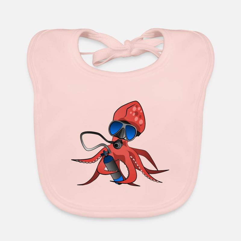 Octopus octopus octopus squid diver diving Organic Baby Bibs