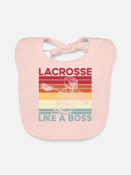 Lacrosse like a Boss - Organic Baby Bibs - rose - Front