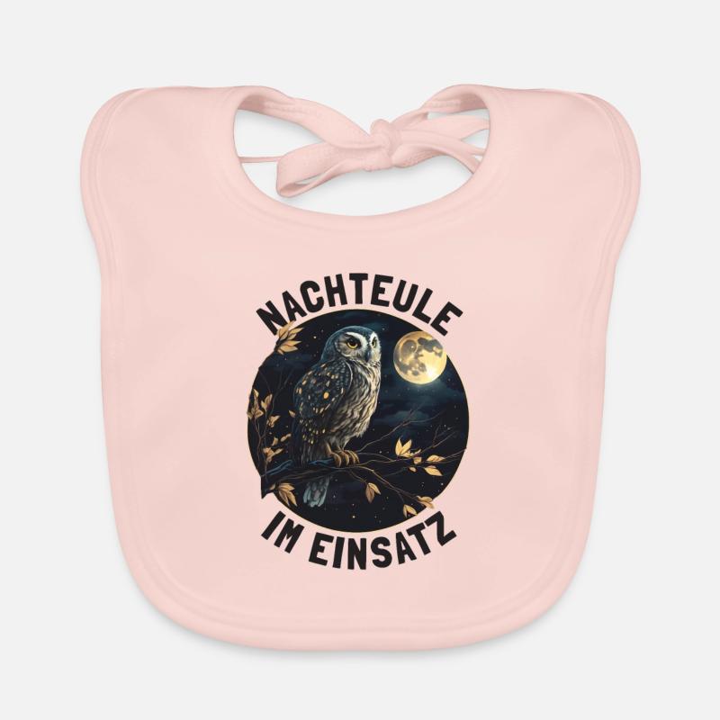 Nachteule im Einsatz Eule Vollmond Nachtdienst Baby Bio-Lätzchen