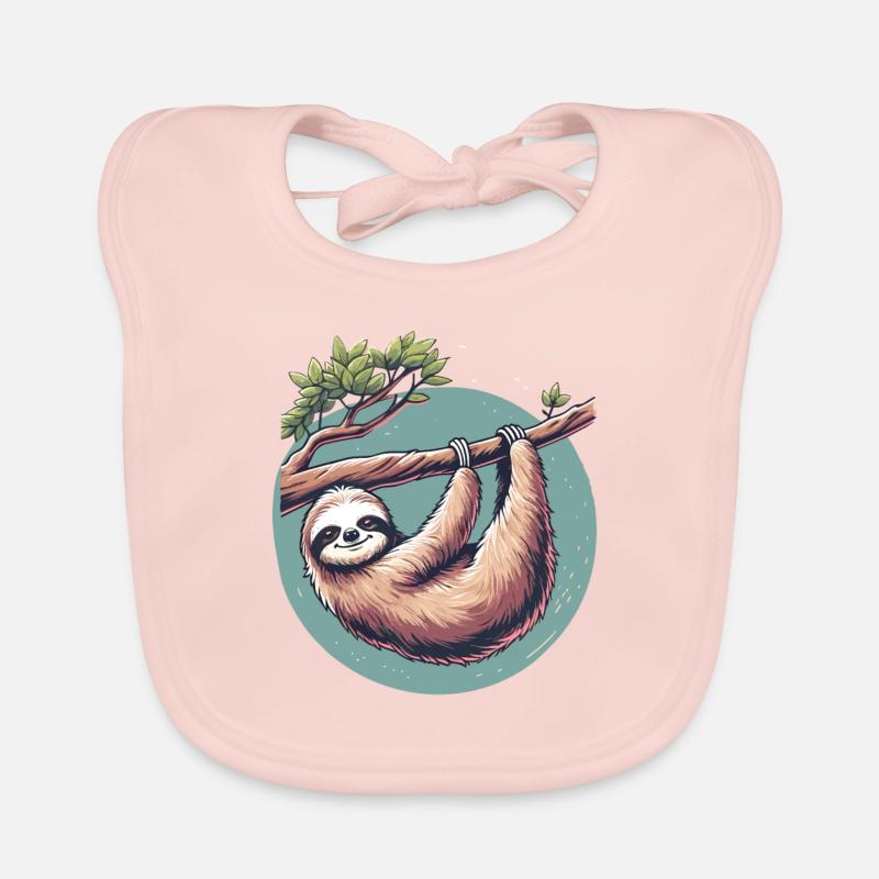 Relaxed sloth serenity at tree Organic Baby Bibs