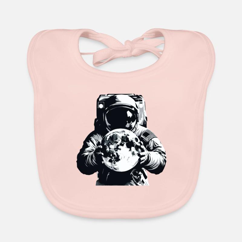 Un astronaute tient la lune dans ses mains Spaceman Bavoir bio Bébé