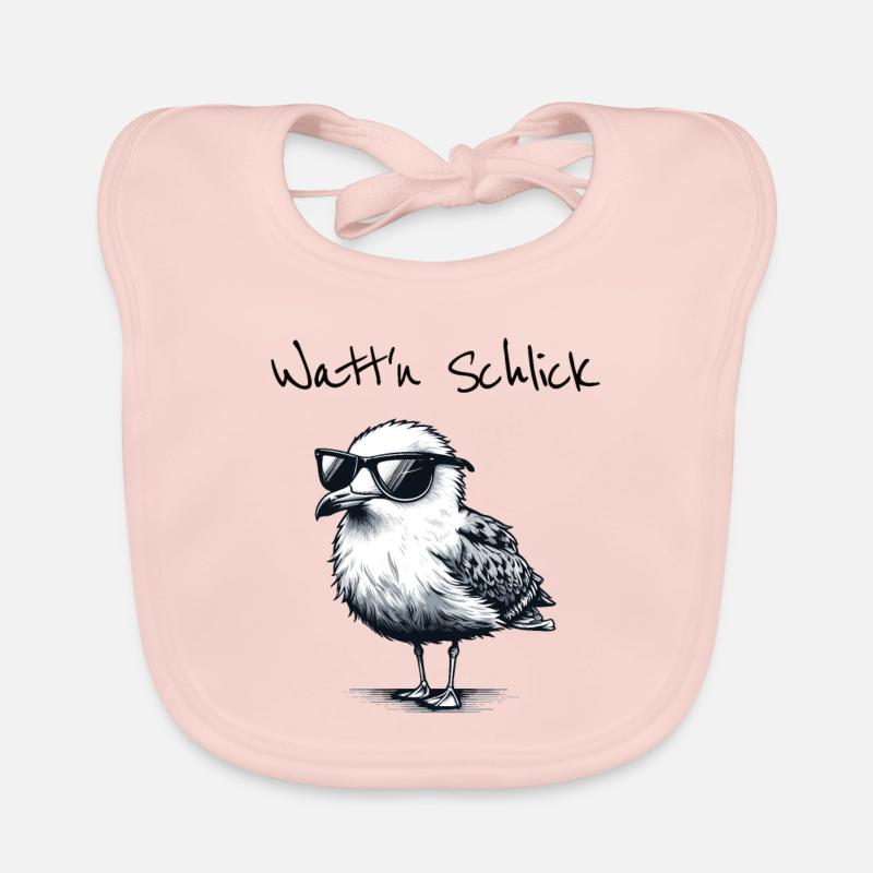 Watt'n Schlick Funny mudflat hike seagull saying Organic Baby Bibs