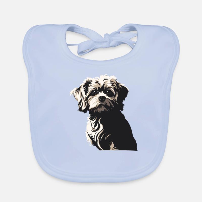 Lhasa Apso Dog Portrait Picture Organic Baby Bibs