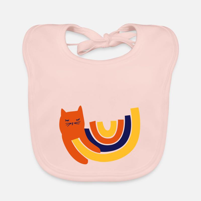 doux chat arc-en-ciel - Bavoir bio Bébé - rose