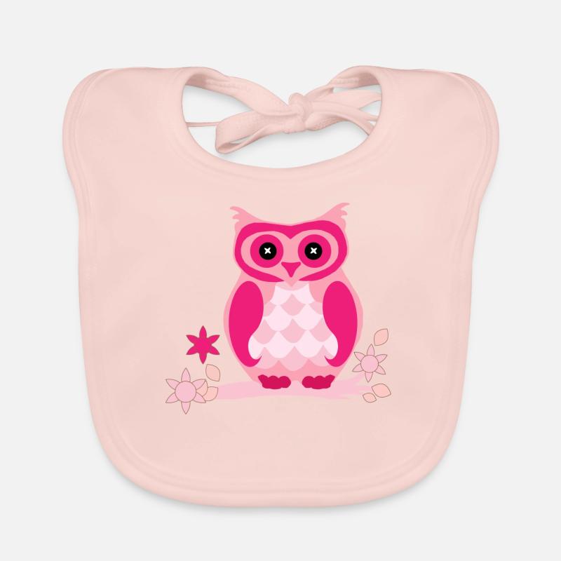 Pinke Eule Baby Bio-Lätzchen