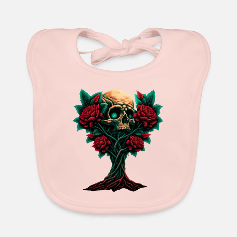 Tree with skull and roses Organic Baby Bibs