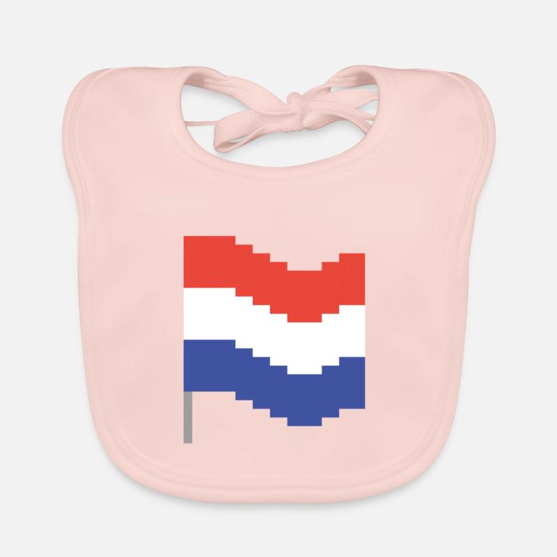 Pays-Bas Drapeau Pixel Art - Bavoir bio Bébé - rose