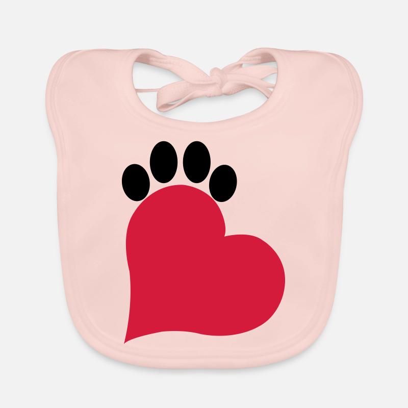 Coeur et patte chat - Bavoir bio Bébé - rose