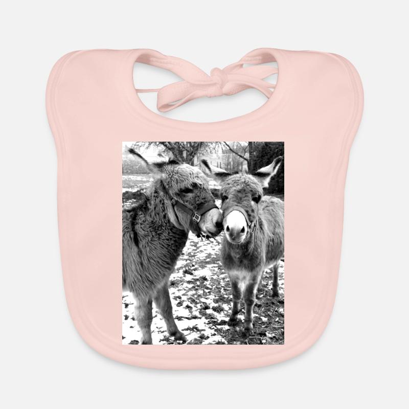 Zwei Esel - Baby Bio-Lätzchen - Rose