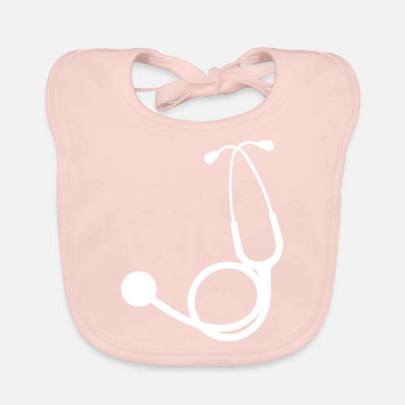 Le stéthoscope | Stethoscope white - Bavoir bio Bébé - rose