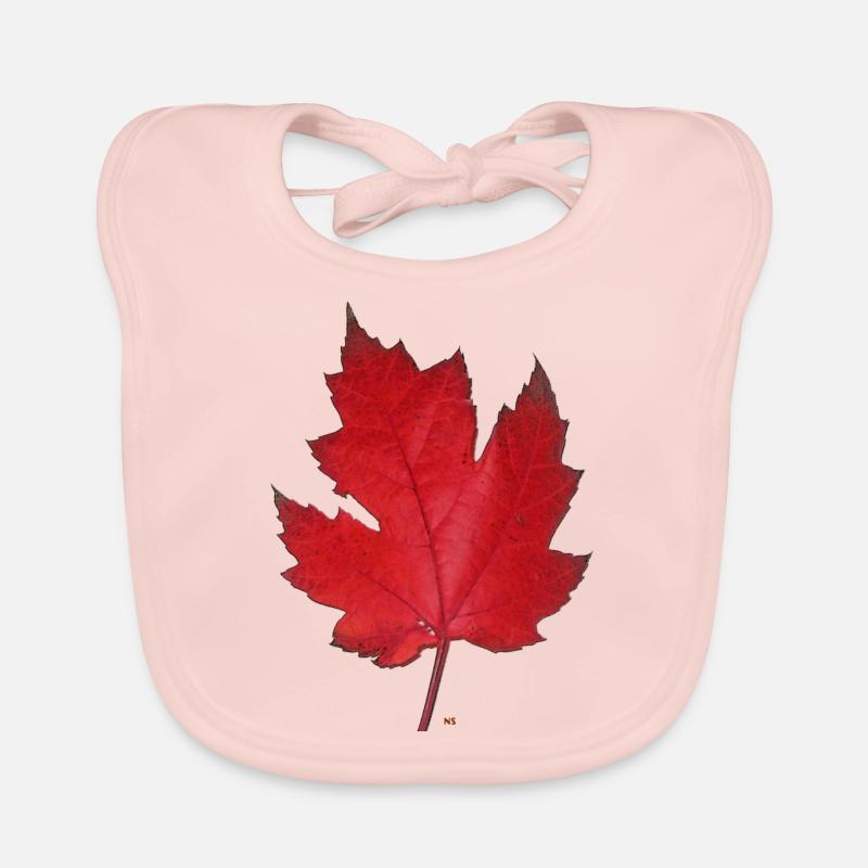 Red maple leaf Organic Baby Bibs