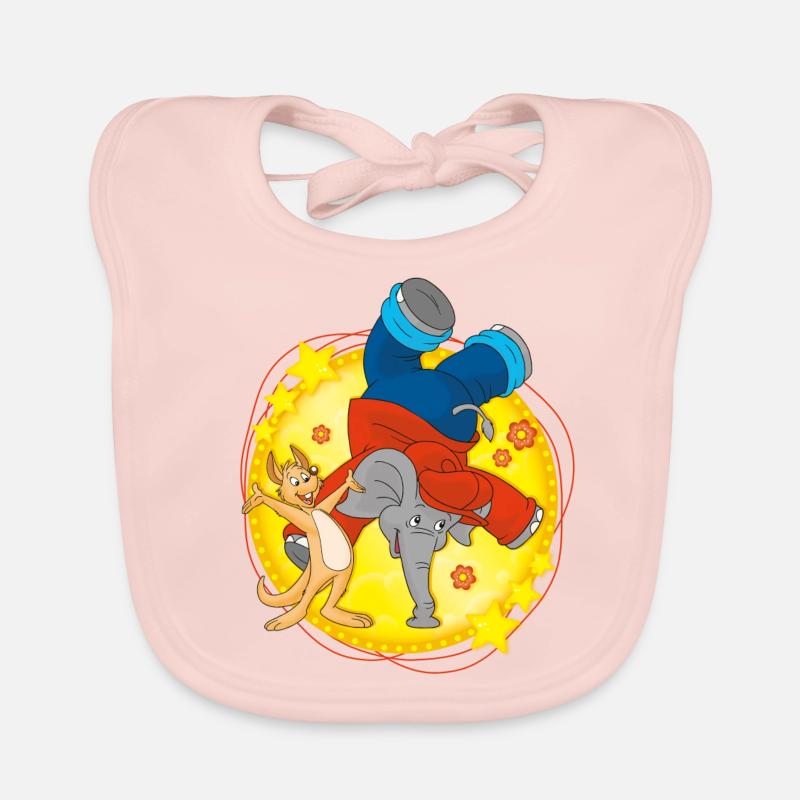 Benjamin Blümchen steht auf seinem Rüssel Baby Bio-Lätzchen